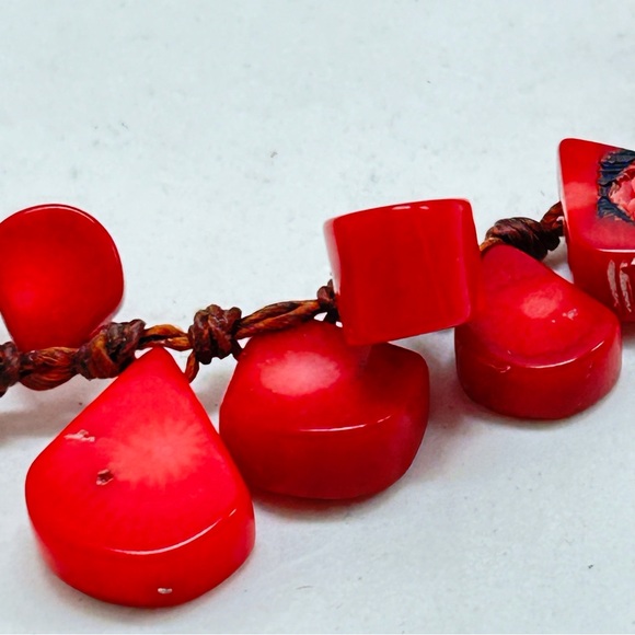 Nakamol, Polished Red Cinnabar And Glass Beaded Necklace - Picture 2 of 6